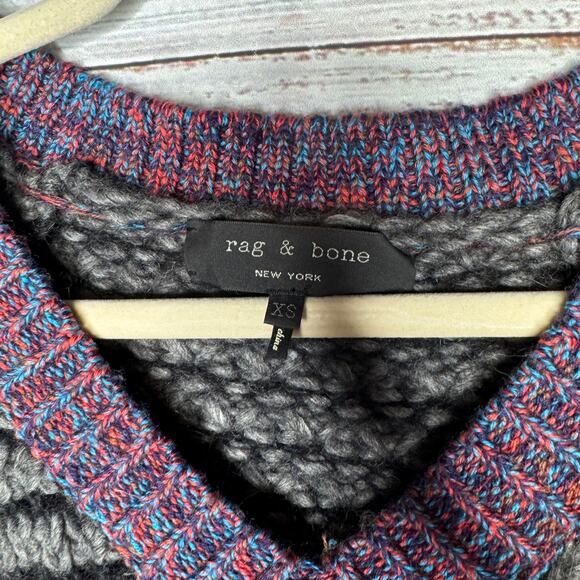 Rag & Bone Wool Alpaca Blend Sweater Dress XS Fair Isle Knit Long Sleeve - Picture 4 of 5